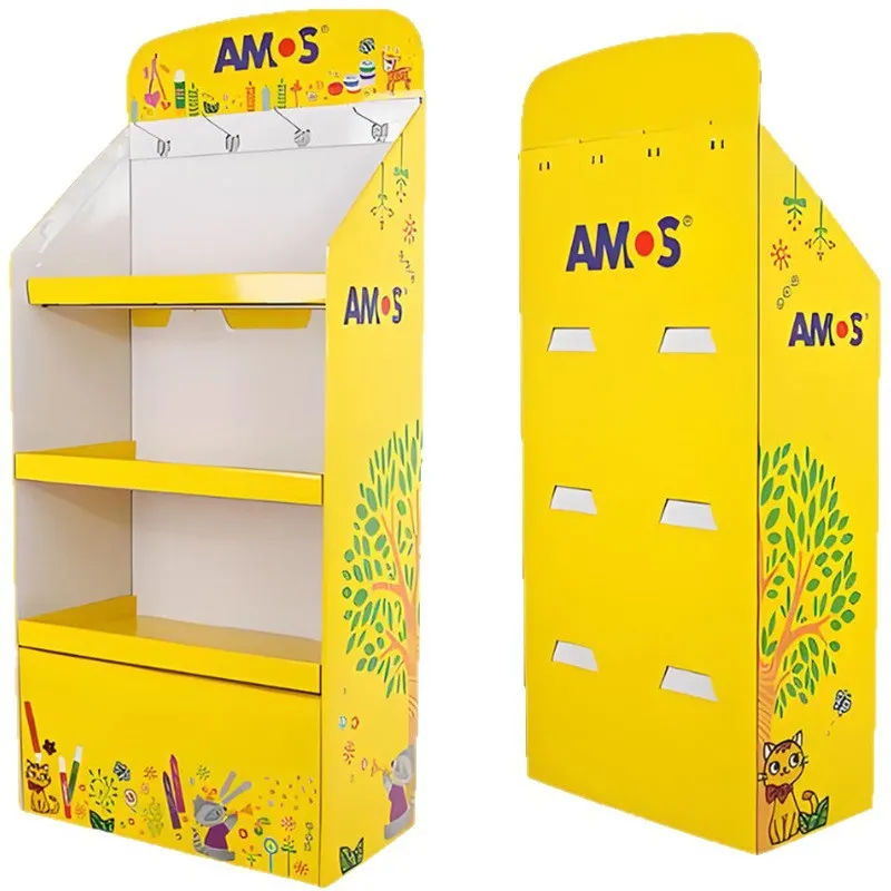 Expositor de papelão para papelaria infantil criando um novo esquema para exibição de diversão infantil em supermercado