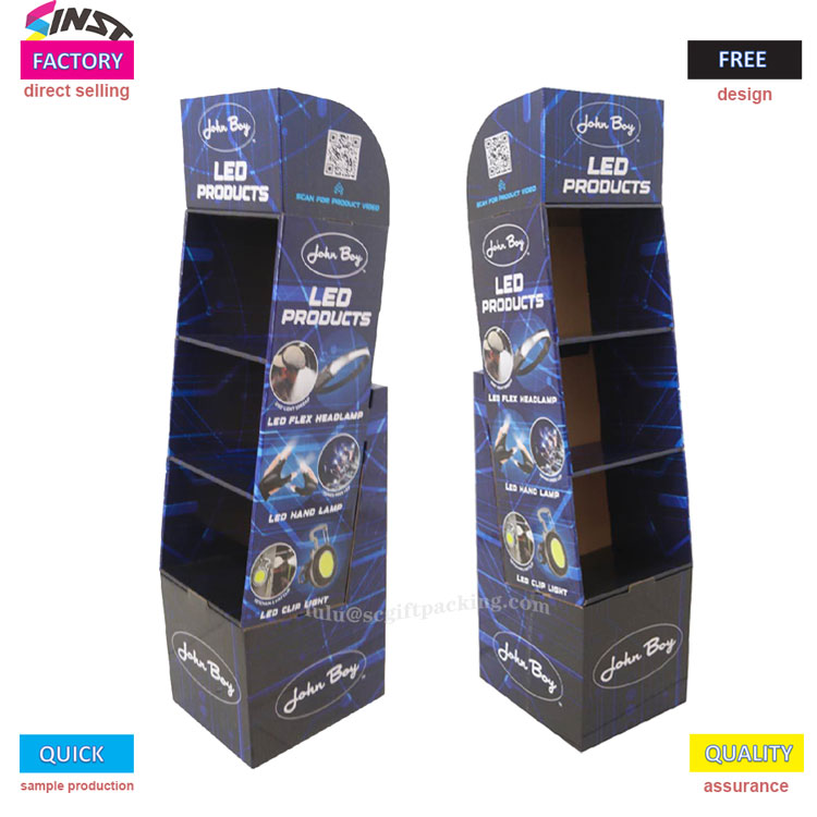 Rack de exibição de papelão ondulado de produto LED para produtos de iluminação de varejo
